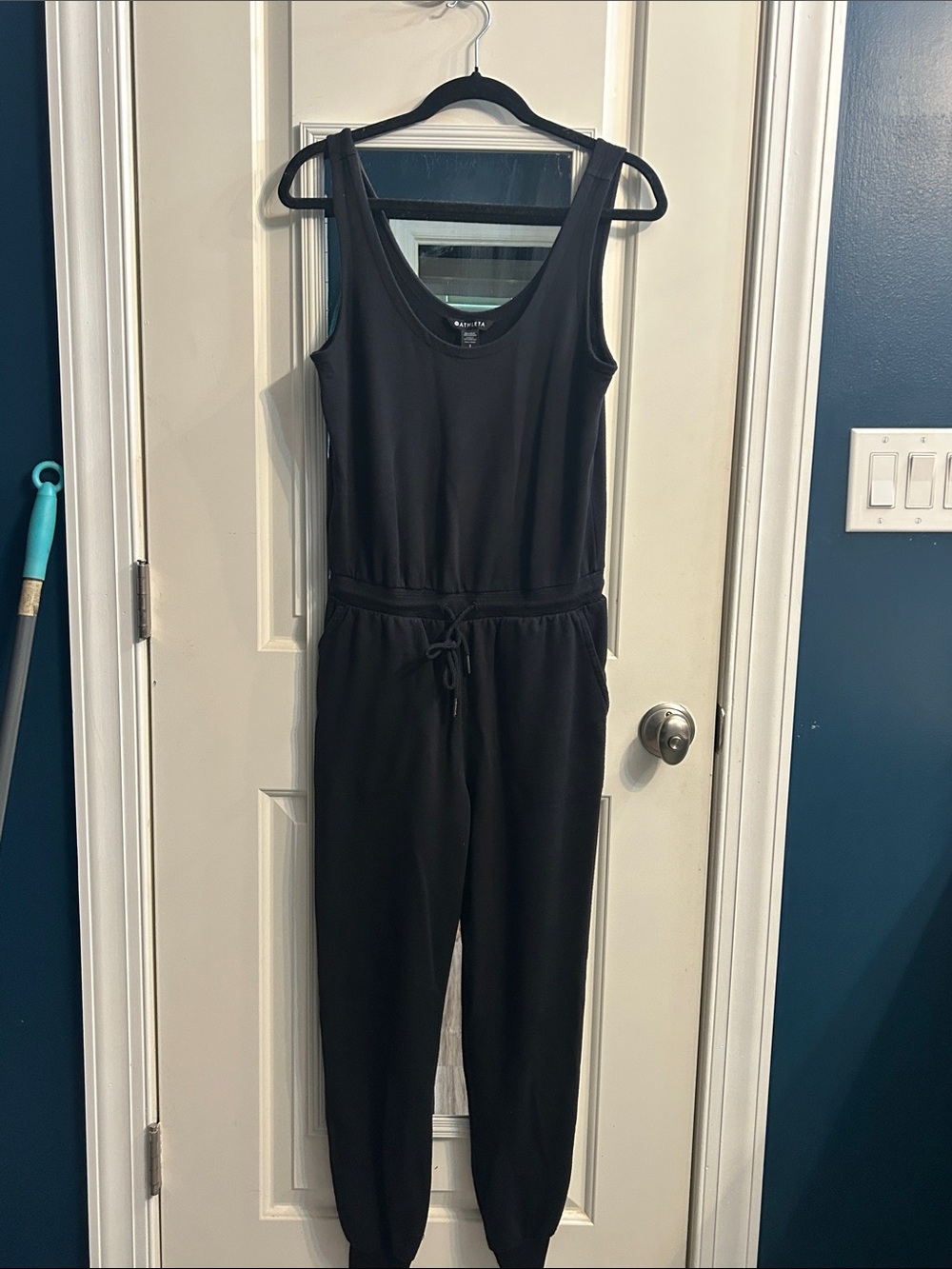 Athleta Black Sleeveless Drawstring Jumpsuit